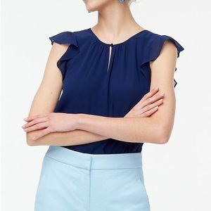 NEW / J.Crew Factory Flutter-sleeve keyhole top